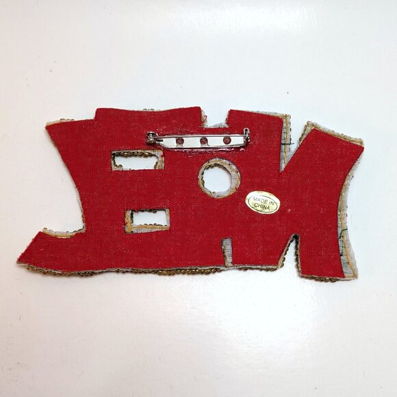 Big Sequin Noel Christmas Pin Vintage Festive Holiday Sparkle Funky Maximalist - Picture 2 of 3